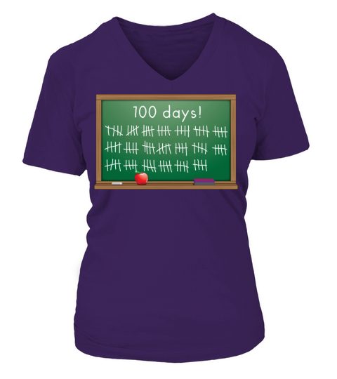 100 days of school chalkboard Women's V-Neck T-shirt