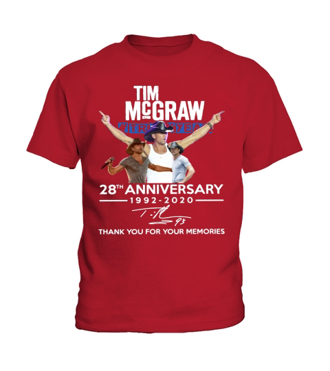 Tim Mcgraw 28th Anniversary 1992 2020 Thank You For The Memories Kids T-Shirt