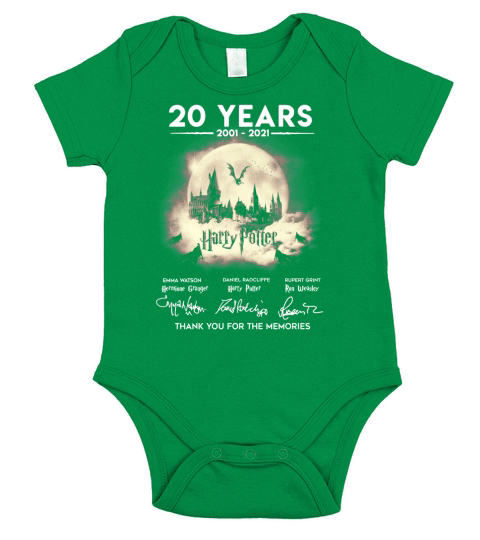 20 years 2001 2021 Hary Potter thank you for the memories signature Short Sleeve Baby One-Piece