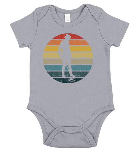 Metal detector Silhouette On A Distressed Retro Short Sleeve Baby One-Piece