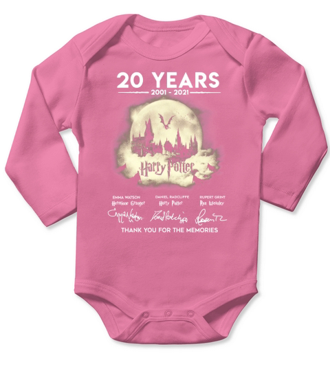 20 years 2001 2021 Hary Potter thank you for the memories signature Long Sleeve Baby One-Piece