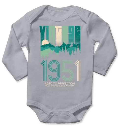 Vintage 1951 Birthday Born in 51 Retro Long Sleeve Baby One-Piece