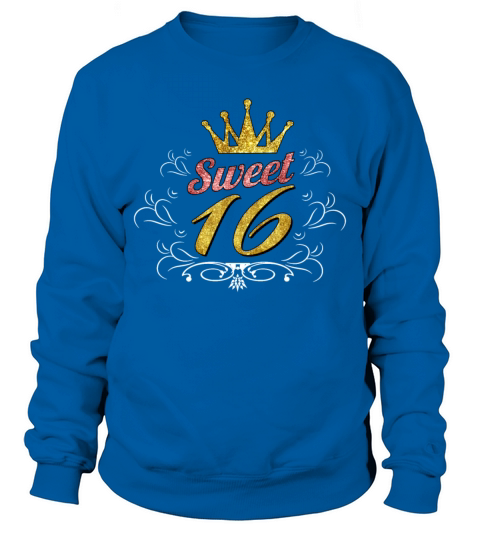 Sweet 16 Birthday Gifts 16th Pink Glitter Crown Men's Sweatshirt
