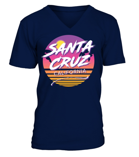 Santa Cruz California Fun 1980S Tropical Graphic Men's V-Neck T-shirt