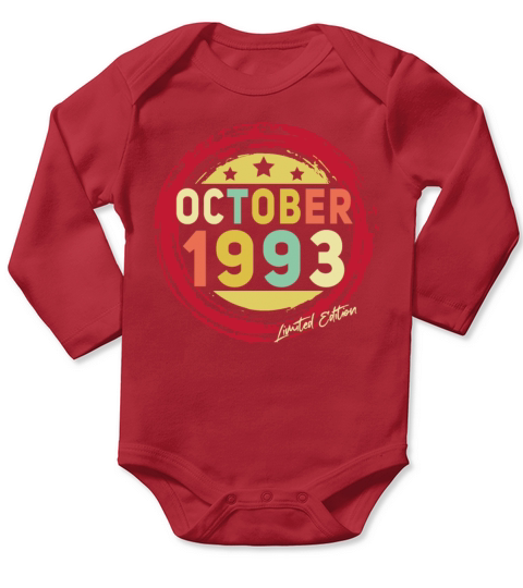 Vintage October 1993 Limited Long Sleeve Baby One-Piece