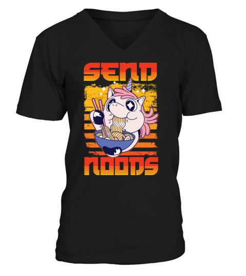 Send Noods Japanese Noodle Ramen Eater Unicorn Men's V-Neck T-shirt