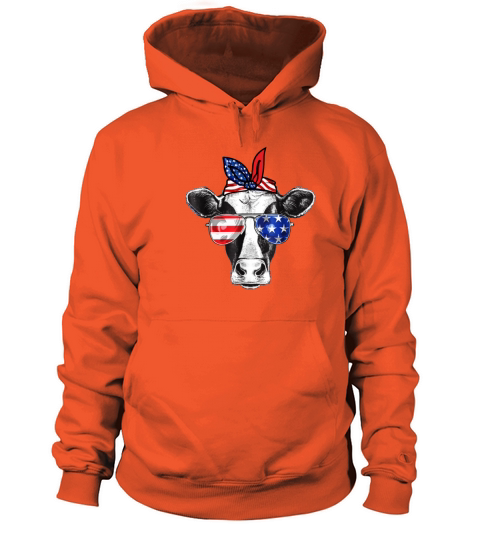 Vintage Patriot Cow Tshirt 4th of July American Women's Hoodie