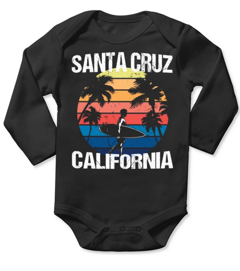 Santa Cruz California Surfing Beach Gift Idea Long Sleeve Baby One-Piece