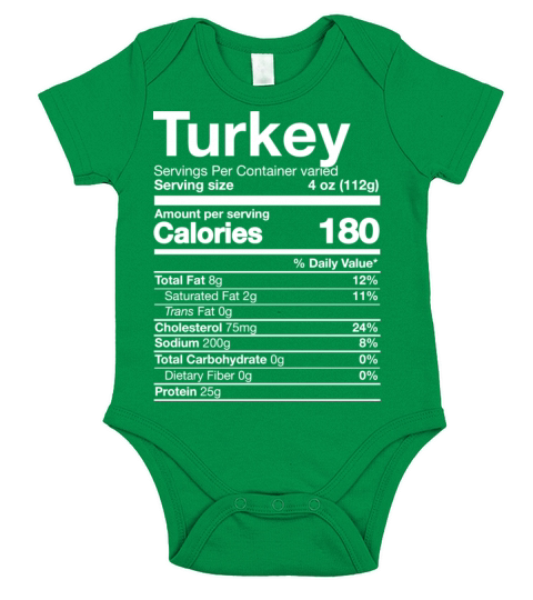 Turkey Nutrition Funny Thanksgiving Food Costume D Short Sleeve Baby One-Piece
