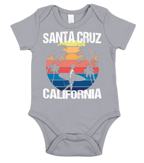 Santa Cruz California Surfing Beach Gift Idea Short Sleeve Baby One-Piece