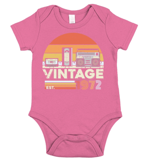 Vintage 1972 50th Birthday Fiftieth Gift Short Sleeve Baby One-Piece