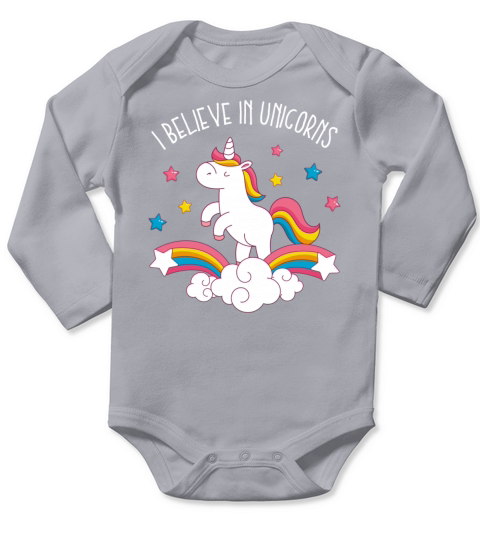 Believe In Unicorns Long Sleeve Baby One-Piece