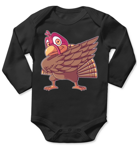 Thanksgiving Day Dabbing Turkey Boys Kids Men Turk Long Sleeve Baby One-Piece