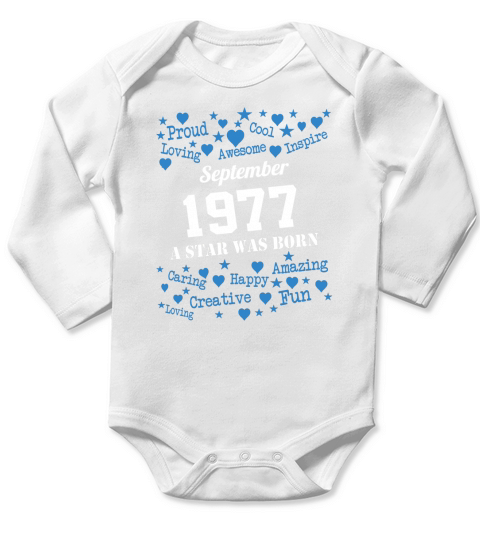 September 1977 Birthday Long Sleeve Baby One-Piece