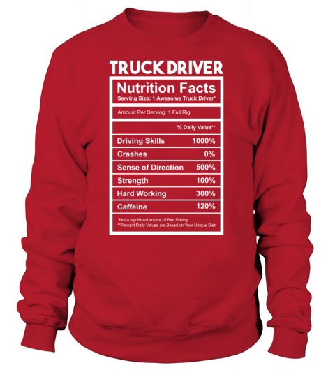 Nutrition Facts for Truck Driver Women's Sweatshirt
