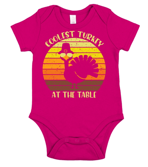 Thanksgiving Coolest Turkey At The Table Vintage Short Sleeve Baby One-Piece