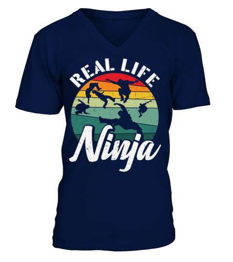 Parkour Real Life Ninja Gym Retro Vintage V-Neck T-shirt