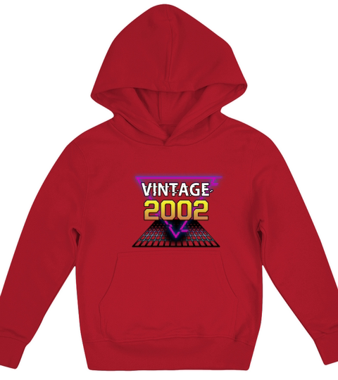 Vintage 2002 Retrowave Birthday Gift Kids Hoodie