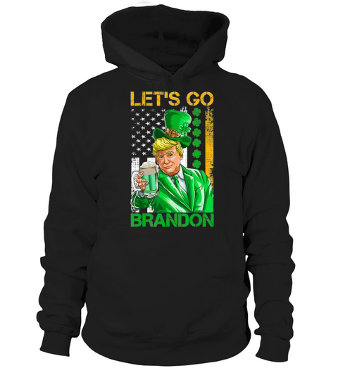St Patricks Day Trump American Flag Shamrock Hoodie Unisex