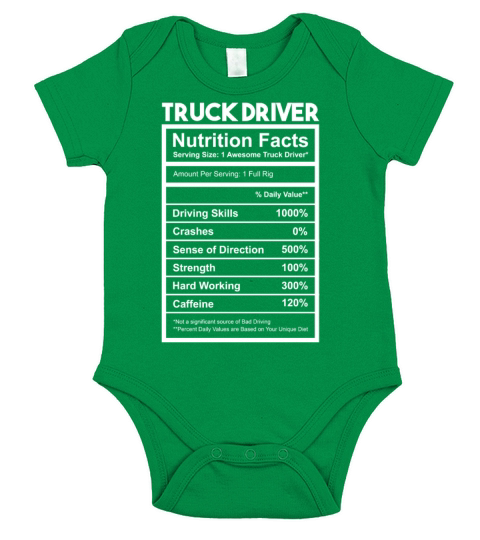 Nutrition Facts for Truck Driver Short Sleeve Baby One-Piece