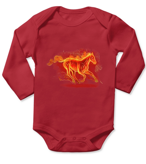Vintage Graphic Fire Horse Running Long Sleeve Baby One-Piece