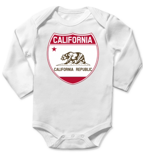California Flag Highway Long Sleeve Baby One-Piece