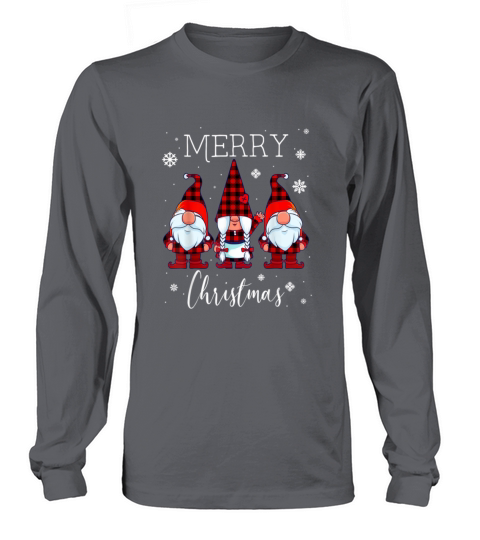 Three Gnomes in Buffalo Plaid Merry Christmas Gnom Men's Long Sleeve