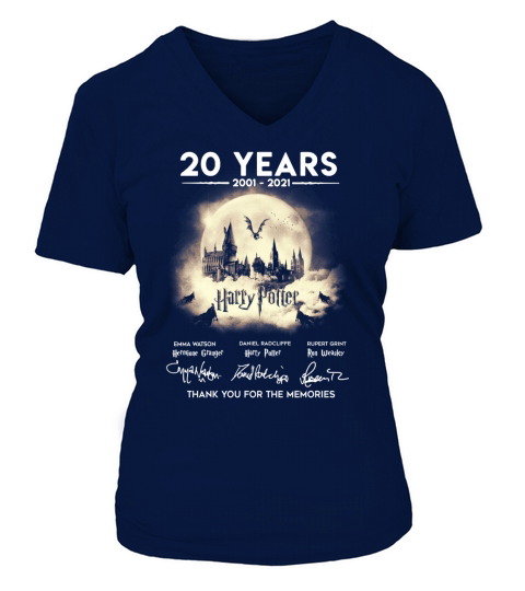 20 years 2001 2021 Hary Potter thank you for the memories signature V-neck T-Shirt Woman