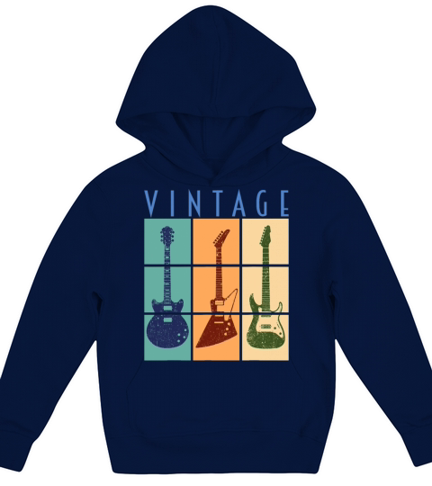 Retro Vintage Guitar Gift Cool Classic Guitars Kids Hoodie