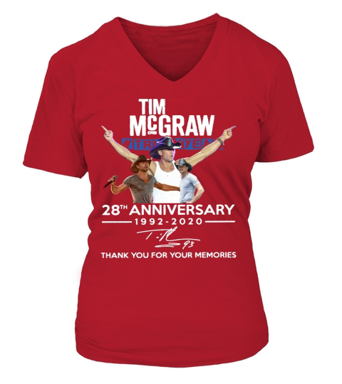 Tim Mcgraw 28th Anniversary 1992 2020 Thank You For The Memories V-neck T-Shirt Woman