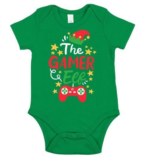 Gamer Elf Christmas Short Sleeve Baby One-Piece
