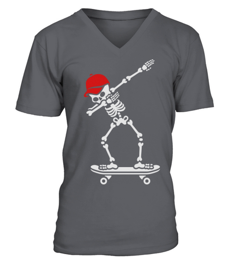 Dab dabbing skeleton skateboard skater Men's V-Neck T-shirt