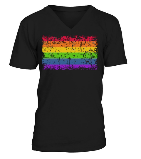 Rainbow Flag Vintage Men's V-Neck T-shirt