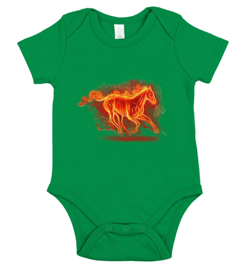 Vintage Graphic Fire Horse Running Short Sleeve Baby One-Piece