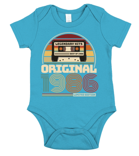 Beautiful Retro Vintage tape birthday 1986 Short Sleeve Baby One-Piece