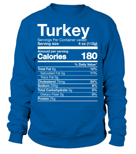 Turkey Nutrition Funny Thanksgiving Food Costume D Women's Sweatshirt