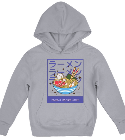 A Kawaii Cat of a Giant Bowl or Ramen Kids Hoodie