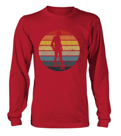 Metal detector Silhouette On A Distressed Retro Men's Long Sleeve