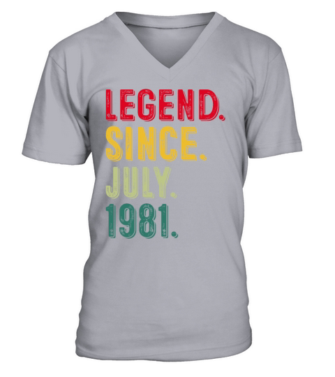 Legend Since July 1981 40th Birthday T Shirt Men's V-Neck T-shirt