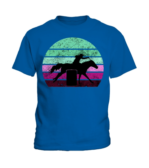Horse Barrel Racing Vintage Sunset Cowgirl Gift Fo Kids T-Shirt