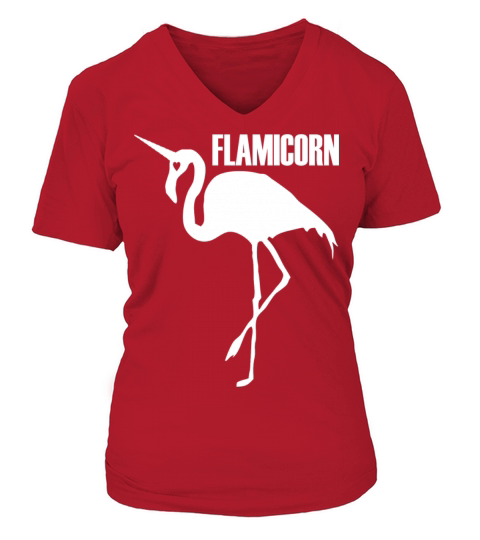 flamingo unicorn hybrid creature hybrids white V-neck T-Shirt Woman