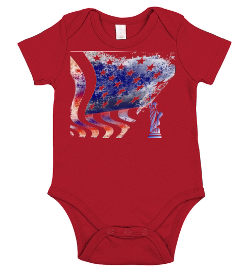 Vintage American Flag Short Sleeve Baby One-Piece