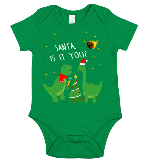 Dinosaur Celebrate Christmas Santa Short Sleeve Baby One-Piece