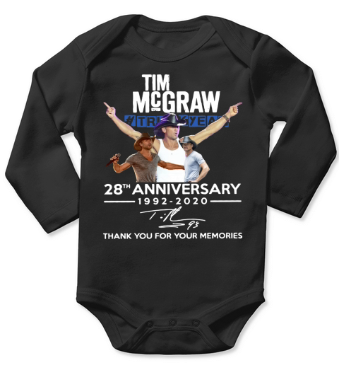 Tim Mcgraw 28th Anniversary 1992 2020 Thank You For The Memories Long Sleeve Baby One-Piece