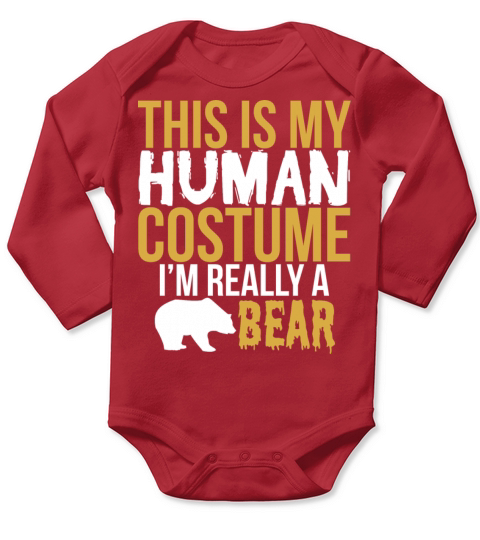 Bear Halloween Gift - This Is My Human Costume Long Sleeve Baby One-Piece