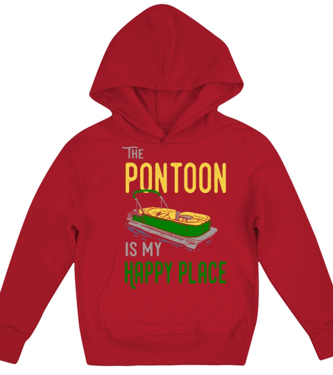 Pontoon boat is my happy place funny captain gift Kids Hoodie