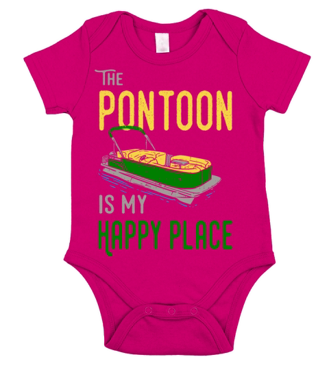 Pontoon boat is my happy place funny captain gift Short Sleeve Baby One-Piece