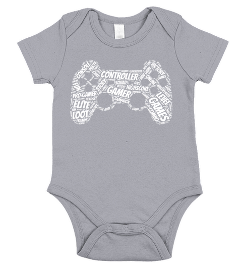 game controller wordart Short Sleeve Baby One-Piece