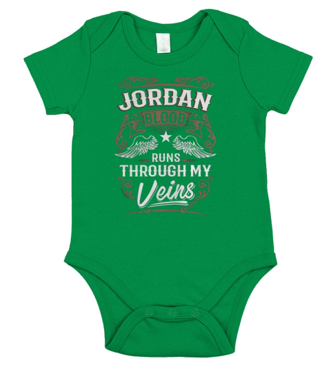 JORDAN Blood Runs Through My Veins Legend name gifts T Shirt Short Sleeve Baby One-Piece