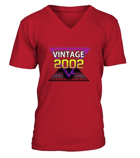 Vintage 2002 Retrowave Birthday Gift Men's V-Neck T-shirt
